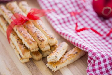 Tuzlu ekmek sopa susam ve keten tohumu yeni Y için hazırlanan