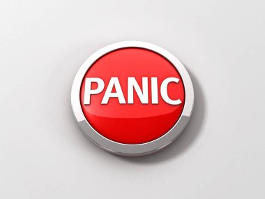 Krom halka beyaz zemin üzerine kırmızı yansıtıcı panik düğmesi