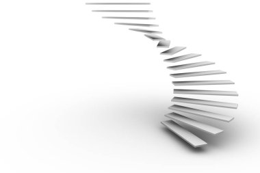 Parlak Beyaz Arkaplan Üzerinde Yüzen Minimal 3d Resimli Spiral Merdiven