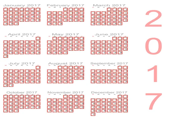 Календар для 2017 — стокове фото