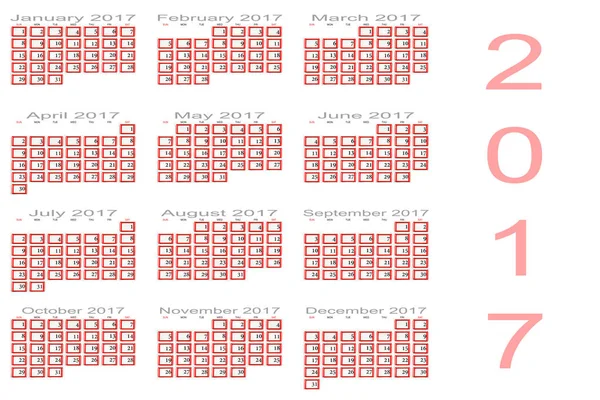 Calendar for 2017 — Stock Photo, Image