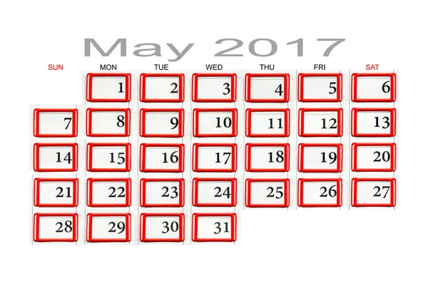 Kalendář na květen 2017 — Stock fotografie
