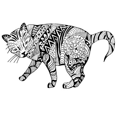 Kedi el taslağı vektör çizim çekilmiş. 