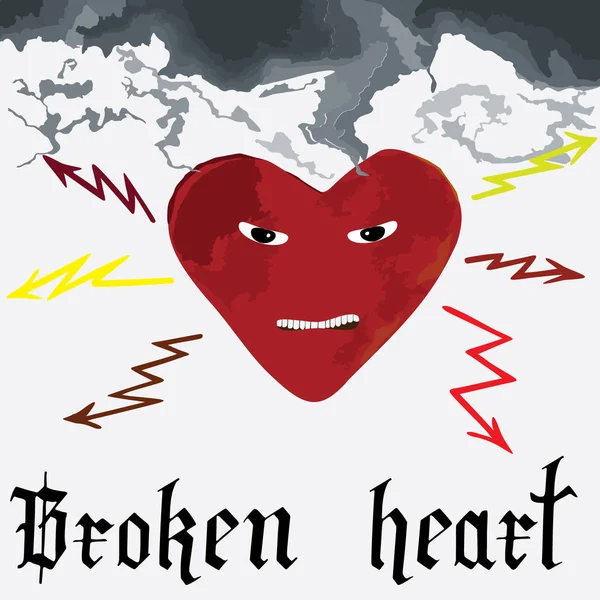 Broken heart emotion and lettering
