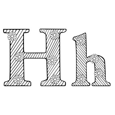 Harfi H el taslağı vektör çizim çekilmiş.