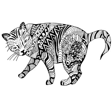 Kedi elle çizilmiş doodle graghic