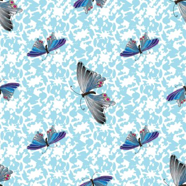 Çok renkli kelebekler. Elle çizilmiş doodle. Seamless modeli.