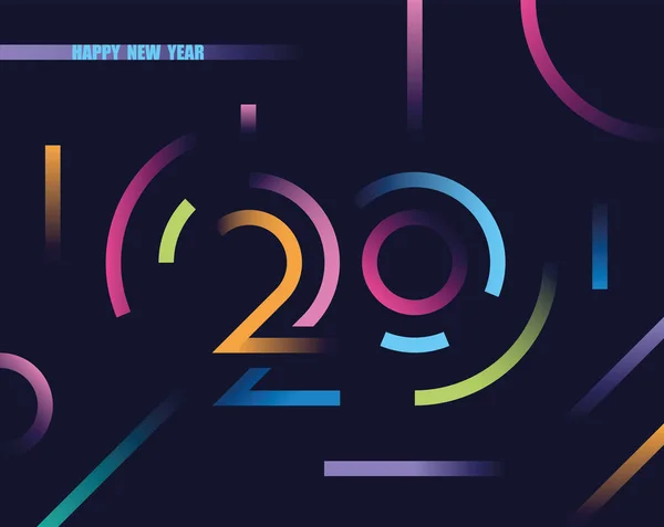 2020 feliz año nuevo diseño de tarjetas abstractas con gradiente — Vector de stock