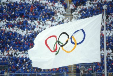 XV Olympic Winter Game Flag in 1988 clipart