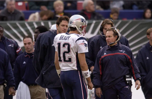 Quarterback Tom Brady Bill Bellick Allenatore Dei New England Patriots — Foto Stock