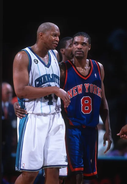 Latrell Sprewell New York Knicks Derrick Coleman Charlotte Hornets Game — Stock Photo, Image