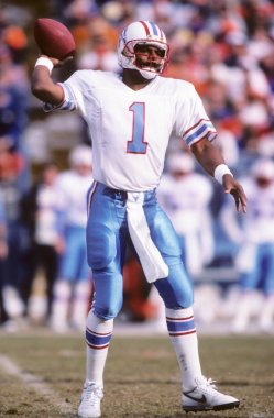 Warren Moon oyun kurucu Houston Oilers oyun eylem için