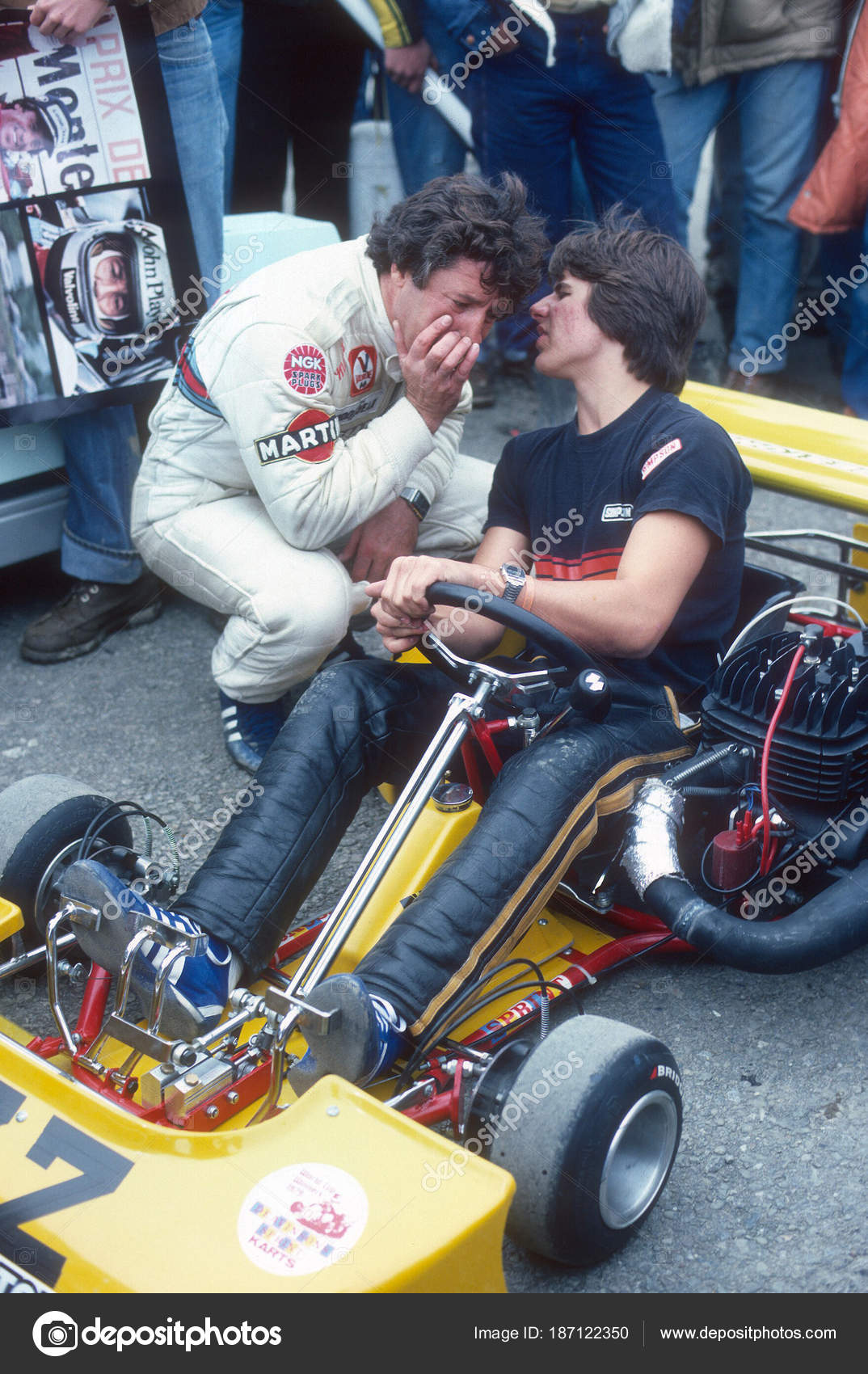 Mario Andretti His Son Michael Andretti Race Car Drivers Stock Photo by