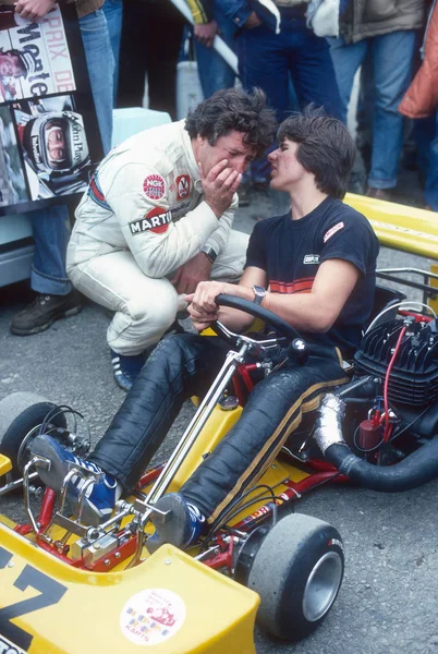 马里奥安德雷蒂和他的儿子迈克尔安德雷蒂赛车车手 — 图库照片
