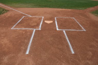 Baseball batters box at home plate before the start of the of a Baseball game. The game was played in Queen Creek Arizona. clipart