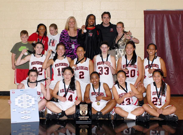 Chicas Escuela Secundaria Baloncesto Juego Acción Torneo Nike — Foto de Stock