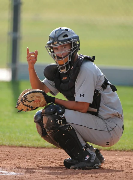 High School Baseball Gry Akcji Odtwarzane East Valley Gilbert Arizona — Zdjęcie stockowe