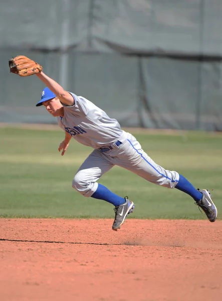 High School Baseball Gry Akcji Odtwarzane East Valley Gilbert Arizona — Zdjęcie stockowe