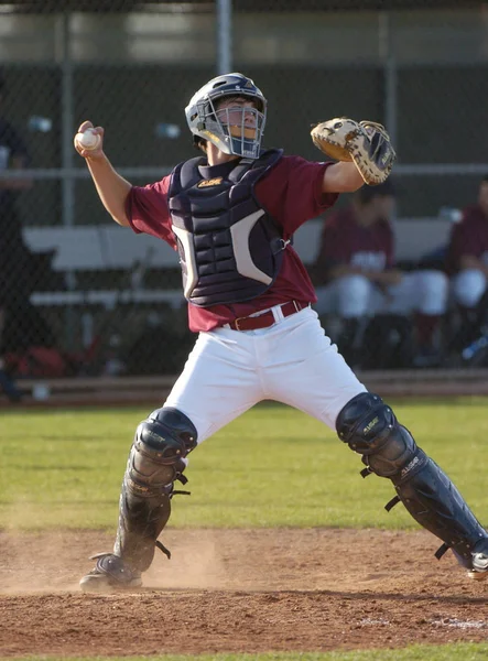 High School Baseball Játék Akció Játszik East Valley Gilbert Arizona — Stock Fotó