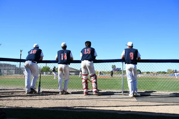 High School Baseball Gry Akcji Odtwarzane East Valley Gilbert Arizona — Zdjęcie stockowe