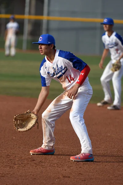 High School Secundaria Béisbol Juego Acción Que Juega East Valley — Foto de Stock