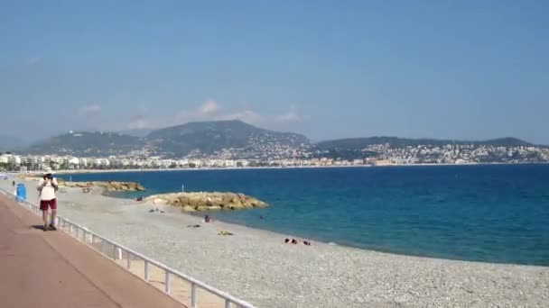 Hyperlapse van het strand van Nice, Frankrijk — Stockvideo