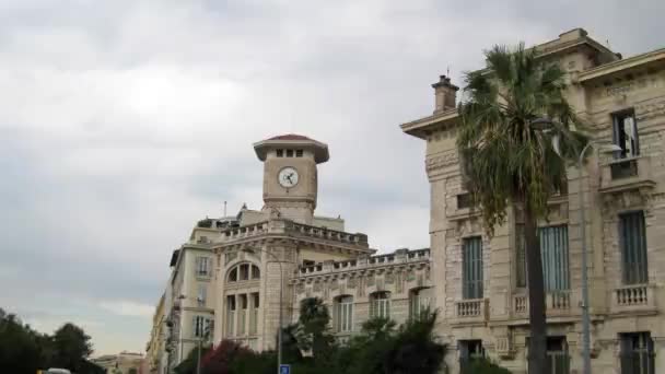Hiperlapso da Torre do Relógio de Lycee Massena em Nice — Vídeo de Stock