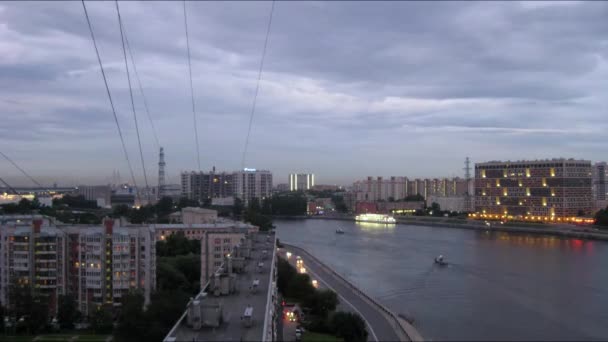 Oktyabrskaya Quay à noite, São Petersburgo — Vídeo de Stock