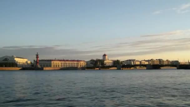 View to the Spit of the Vasilievsky Island — Stock Video