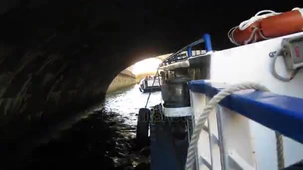 Pleasure boat passing to the  Neva River — Stock Video