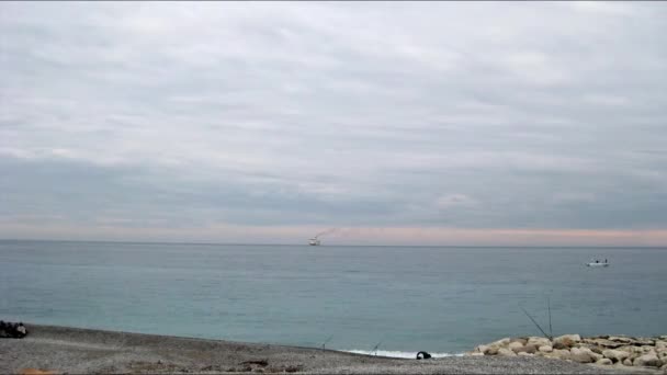 Bay of Angels in Nice on a cloudy winter morning — Stock Video