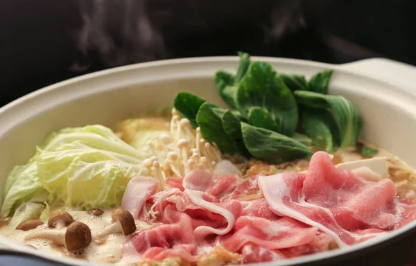 Гарячий горщик японської їжі — стокове фото