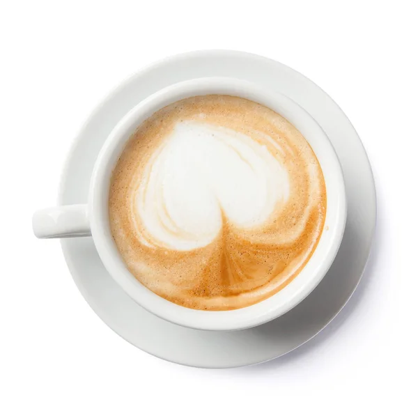 Primer plano de las formas de arte latte sobre fondo blanco aislado — Foto de Stock