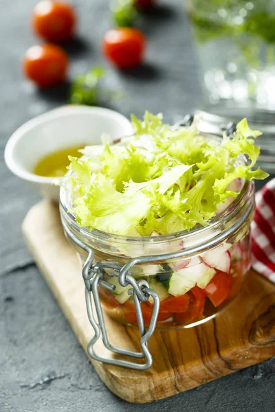 Vegetable salad in the jar
