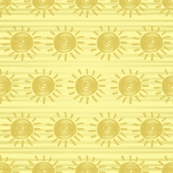 黄金の太陽のシームレス パターン — ストックベクタ
