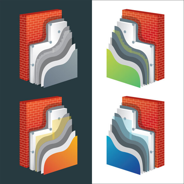 Теплоизоляция. Векторный набор полистирола
