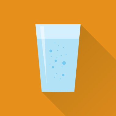 Bardak taze su düz simgesi