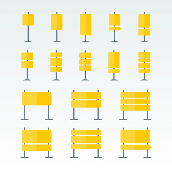 Panneaux routiers et pointeurs Set d'icônes plates — Image vectorielle