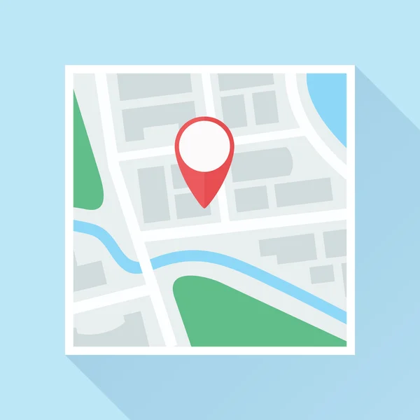 Carte avec emplacement Mark Flat Icon — Image vectorielle