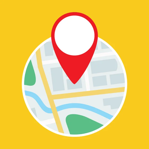Carte avec symbole GPS Icône plate — Image vectorielle