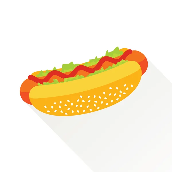 Hot Dog Vector Flat Icon — Stock Vector