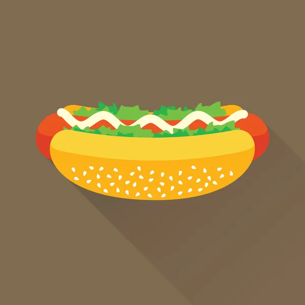 Perro caliente vector icono plano — Vector de stock