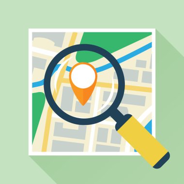 Navigasyon harita düz simgesinin üzerine Büyüteç