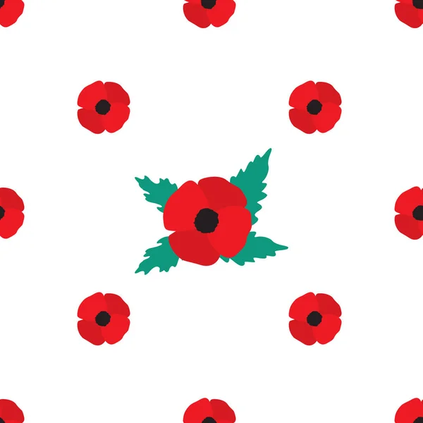 Poppy Seamless Pattern — Stock Vector