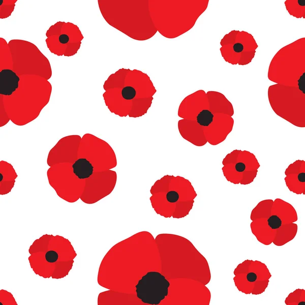 Naadloze Poppy veldboeket patroon — Stockvector