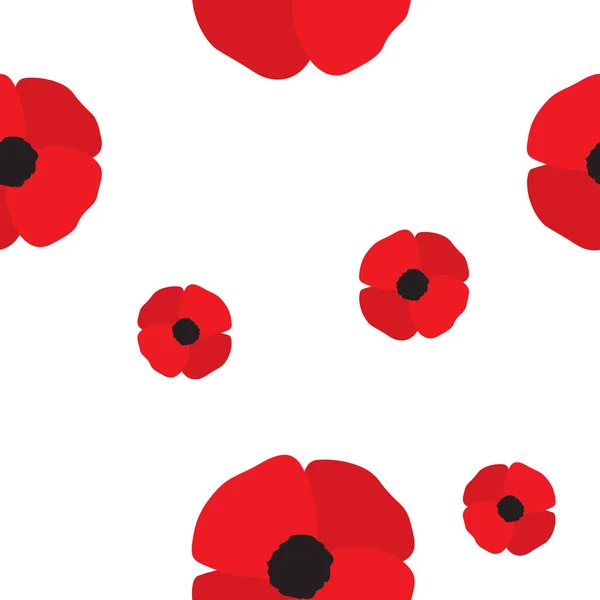 Naadloze Poppy veldboeket patroon — Stockvector