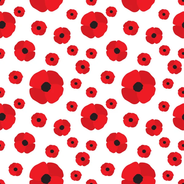 Naadloze Poppy veldboeket patroon — Stockvector