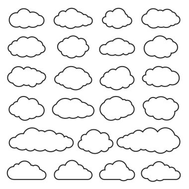 Düz simgeler bulutlar koleksiyonu