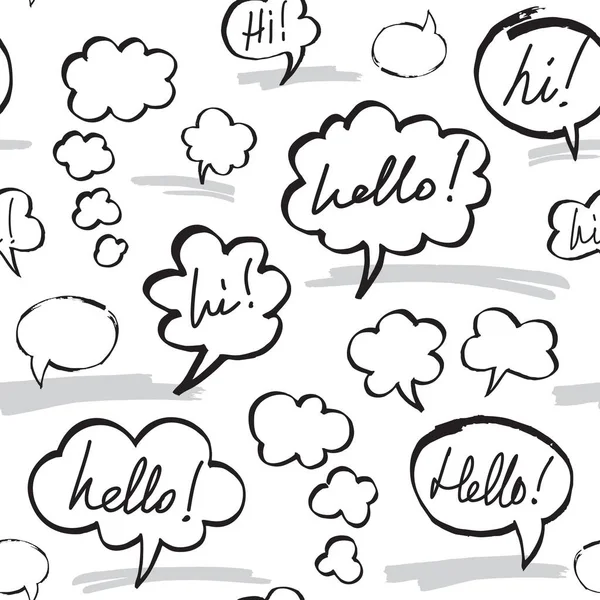 Hello and Hi Speech Bubble Seamless Pattern — стоковый вектор