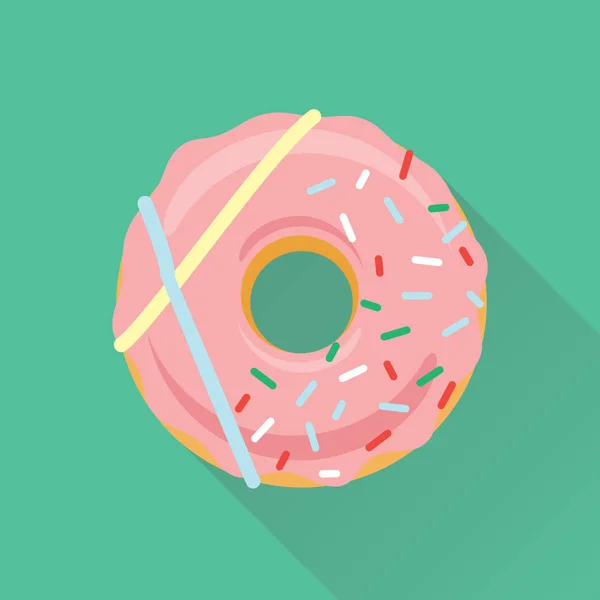 Donut in Glaze Vector Flat Style Icon — Stock Vector
